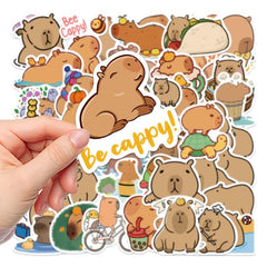 50Pcs Cartoon Capybara Waterproof Stickers DIY Creative Toys