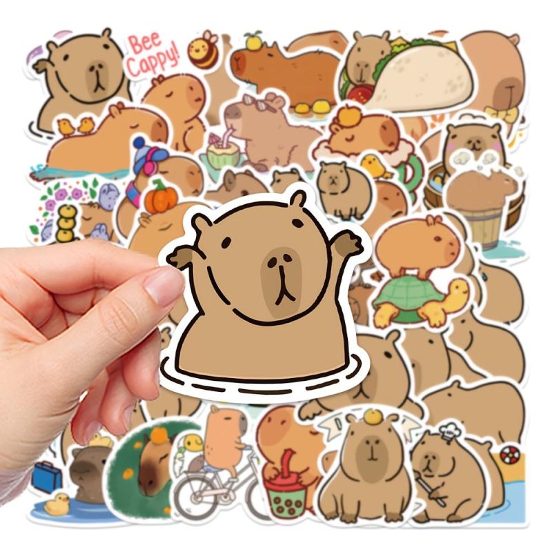 50Pcs Cartoon Capybara Waterproof Stickers DIY Creative Toys