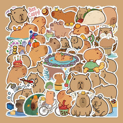 50Pcs Cartoon Capybara Waterproof Stickers DIY Creative Toys
