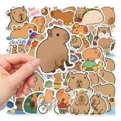 50Pcs Cartoon Capybara Waterproof Stickers DIY Creative Toys