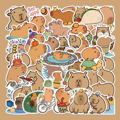50Pcs Cartoon Capybara Waterproof Stickers DIY Creative Toys