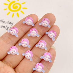 10pcs Mini Resin Girl Flat Back Ornament for Jewelry Making