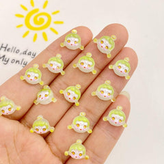 10pcs Mini Resin Girl Flat Back Ornament for Jewelry Making