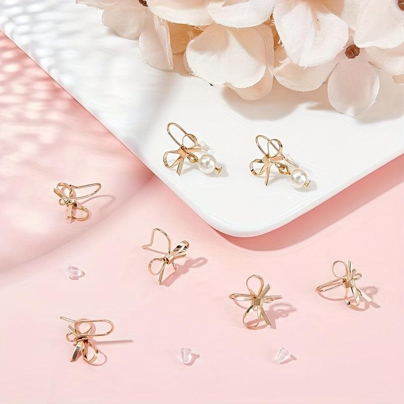 2pcs Bow Tie Earrings Alloy Earrings Bow Shape for Jewelry Making