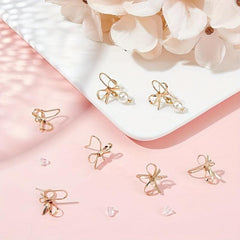 2pcs Bow Tie Earrings Alloy Earrings Bow Shape for Jewelry Making