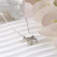 Cat Eye Stone Long Live Lock Bell Pendant Boho Accessories