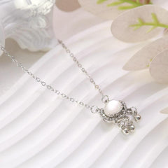 Cat Eye Stone Long Live Lock Bell Pendant Boho Accessories
