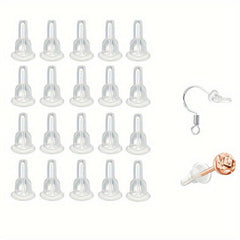 20pcs Silicone Earring Hooks Transparent Dustproof Soft Ear Safety Pads