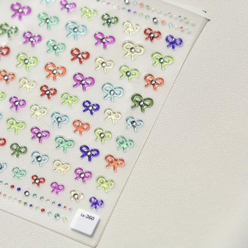 DIY Crystal Nail Stickers Colorful Jelly Pearl Bow Nail Stickers