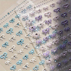 DIY Crystal Nail Stickers Colorful Jelly Pearl Bow Nail Stickers