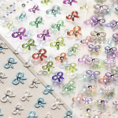 DIY Crystal Nail Stickers Colorful Jelly Pearl Bow Nail Stickers