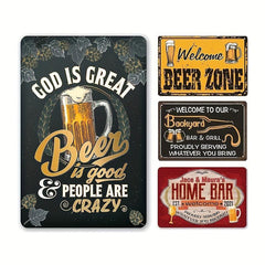 Home Bar Sign: Bar And Pub Rules Alcohol Beer Sign - Man Cave Basement Decor