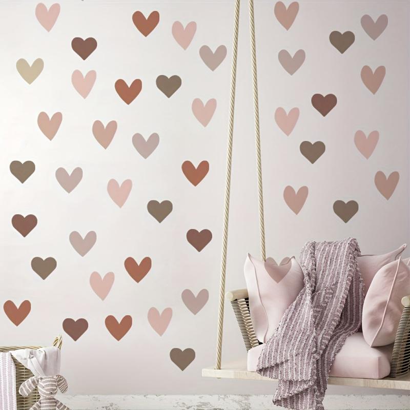 Bohemian Style Morandi Brown Love Wall Stickers for Home Decor