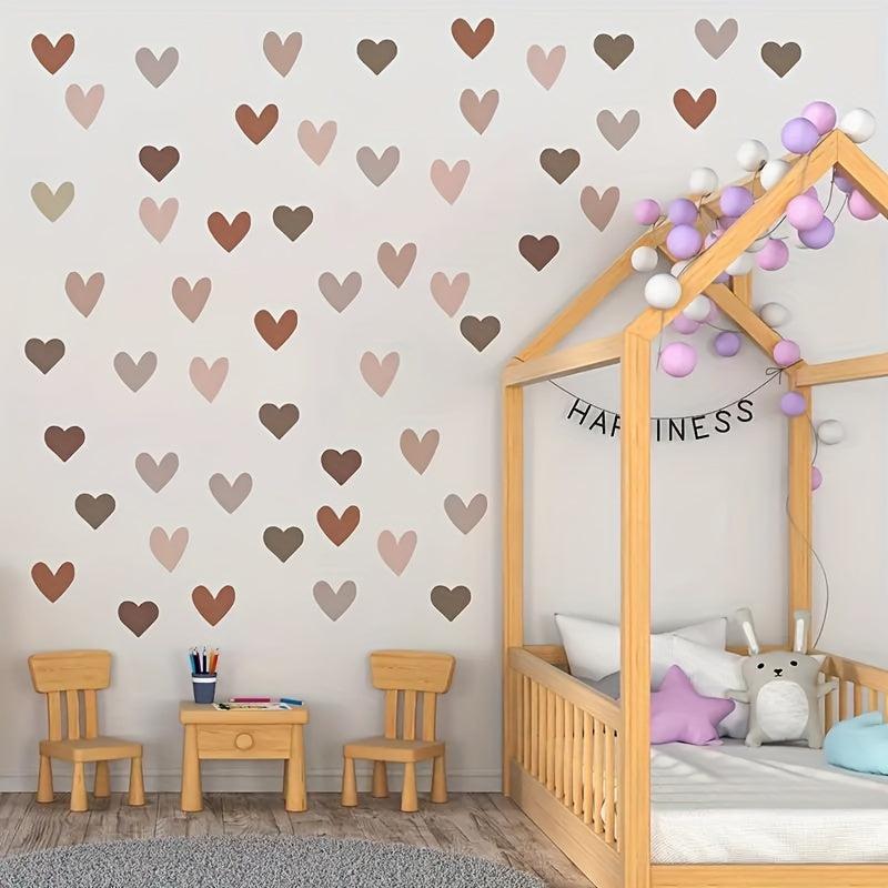 Bohemian Style Morandi Brown Love Wall Stickers for Home Decor