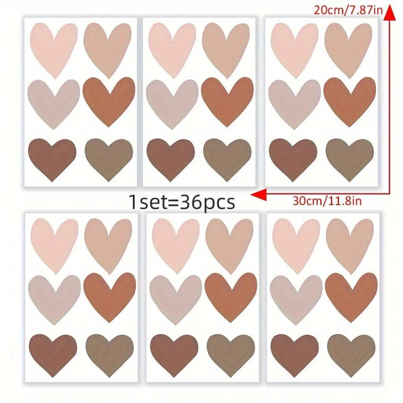 Bohemian Style Morandi Brown Love Wall Stickers for Home Decor