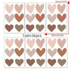 Bohemian Style Morandi Brown Love Wall Stickers for Home Decor