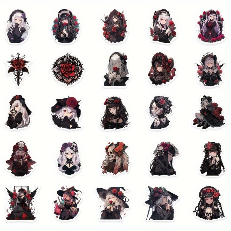 50pcs Gothic Rose Anime Stickers for Phone Case Notebook Water Cup Decoration