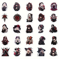 50pcs Gothic Rose Anime Stickers for Phone Case Notebook Water Cup Decoration