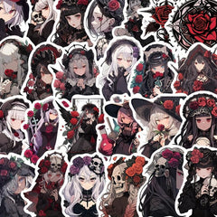 50pcs Gothic Rose Anime Stickers for Phone Case Notebook Water Cup Decoration