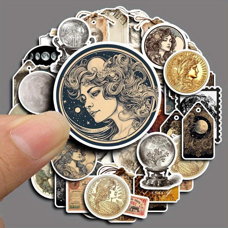 50pcs Starry Moon Sunlight Vinyl Stickers Water Bottles Laptops Phones Art