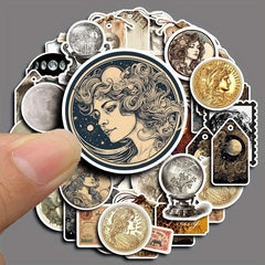 50pcs Starry Moon Sunlight Vinyl Stickers Water Bottles Laptops Phones Art