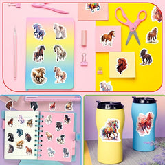 50pcs Colorful Horse Stickers Cartoon Graffiti Equestrian Sports Stickers