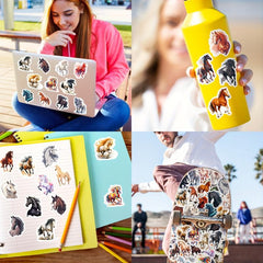 50pcs Colorful Horse Stickers Cartoon Graffiti Equestrian Sports Stickers