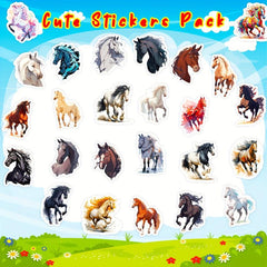 50pcs Colorful Horse Stickers Cartoon Graffiti Equestrian Sports Stickers