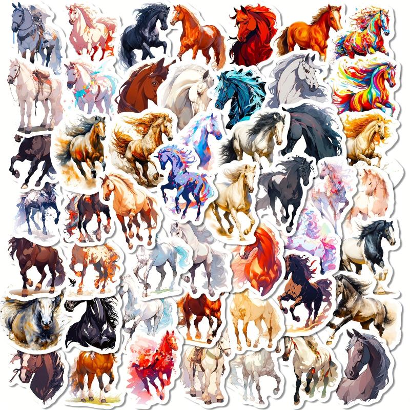 50pcs Colorful Horse Stickers Cartoon Graffiti Equestrian Sports Stickers
