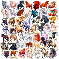 50pcs Colorful Horse Stickers Cartoon Graffiti Equestrian Sports Stickers