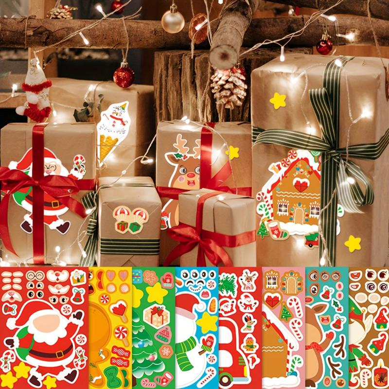 8pcs DIY Christmas Party Stickers Santa Claus Gift Decoration Stickers