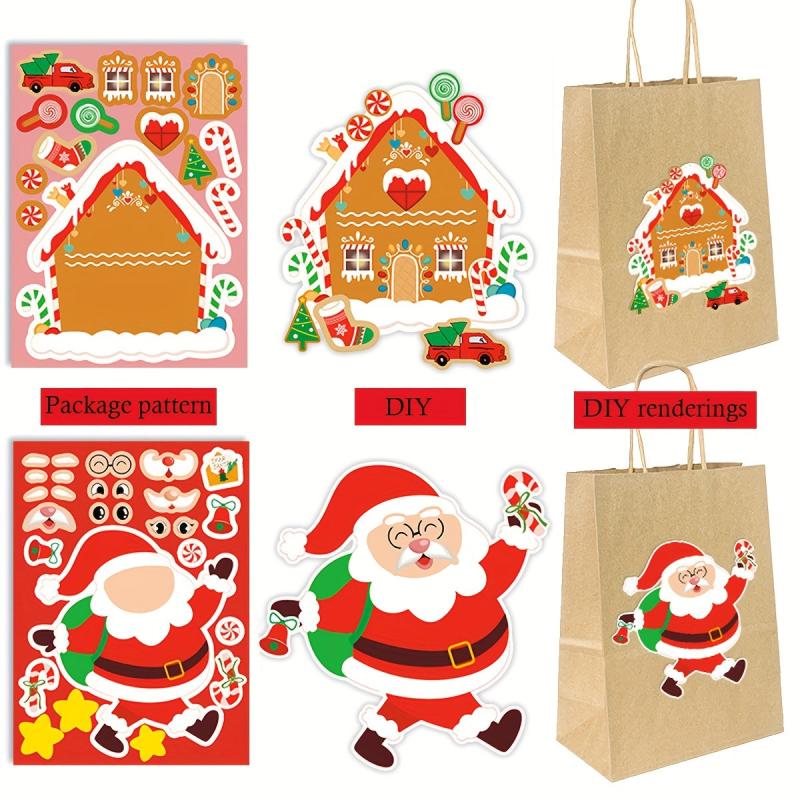 8pcs DIY Christmas Party Stickers Santa Claus Gift Decoration Stickers
