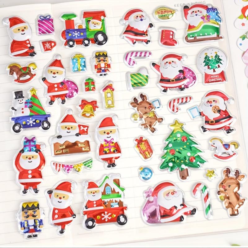 Christmas Foam Sticker 3D Santa Snowman Tree Party Deco