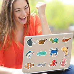 50pcs Marine Life Stickers Cartoon Starfish Jellyfish Graffiti Stickers