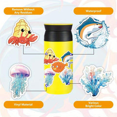 50pcs Marine Life Stickers Cartoon Starfish Jellyfish Graffiti Stickers