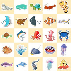 50pcs Marine Life Stickers Cartoon Starfish Jellyfish Graffiti Stickers