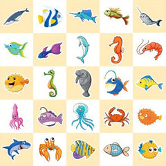 50pcs Marine Life Stickers Cartoon Starfish Jellyfish Graffiti Stickers
