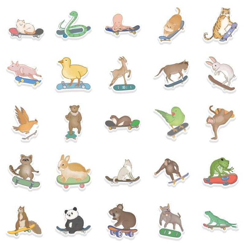 50pcs Cartoon Animal Stickers Waterproof for Luggage Notebook Phone Case
