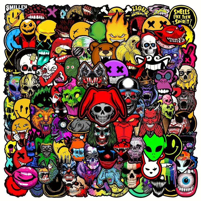 100pcs Punk Skull Series Graffiti Stickers Waterproof Decorative DIY Toys