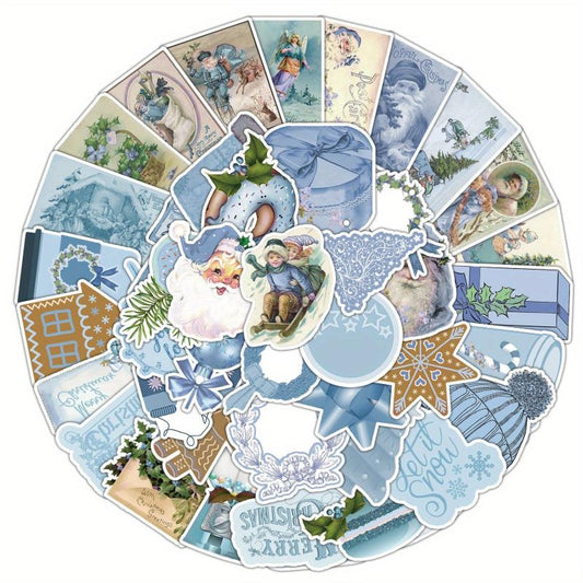 50pcs Cartoon Vintage Christmas Stickers for Decoration on Various Items