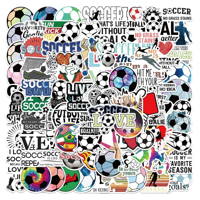 100pcs Soccer Waterproof Vinyl Stickers for Kids Girls Teens