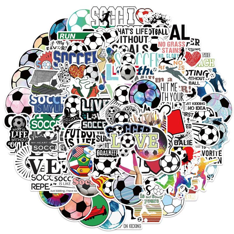 100pcs Soccer Waterproof Vinyl Stickers for Kids Girls Teens