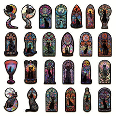 50pcs Gothic Cat Graffiti Stickers for Laptop Helmets DIY