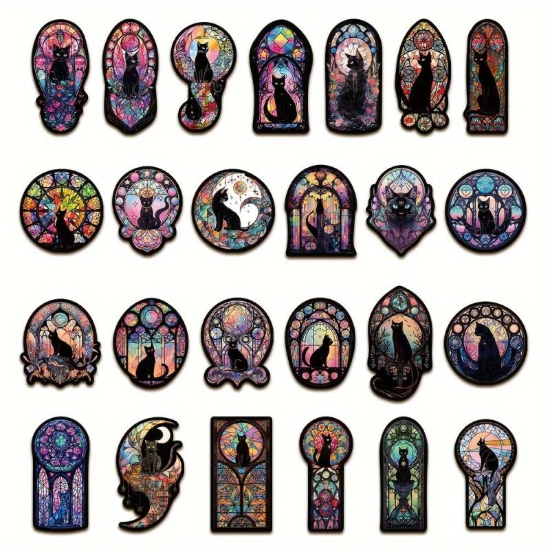 50pcs Gothic Cat Graffiti Stickers for Laptop Helmets DIY