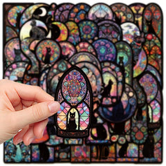 50pcs Gothic Cat Graffiti Stickers for Laptop Helmets DIY