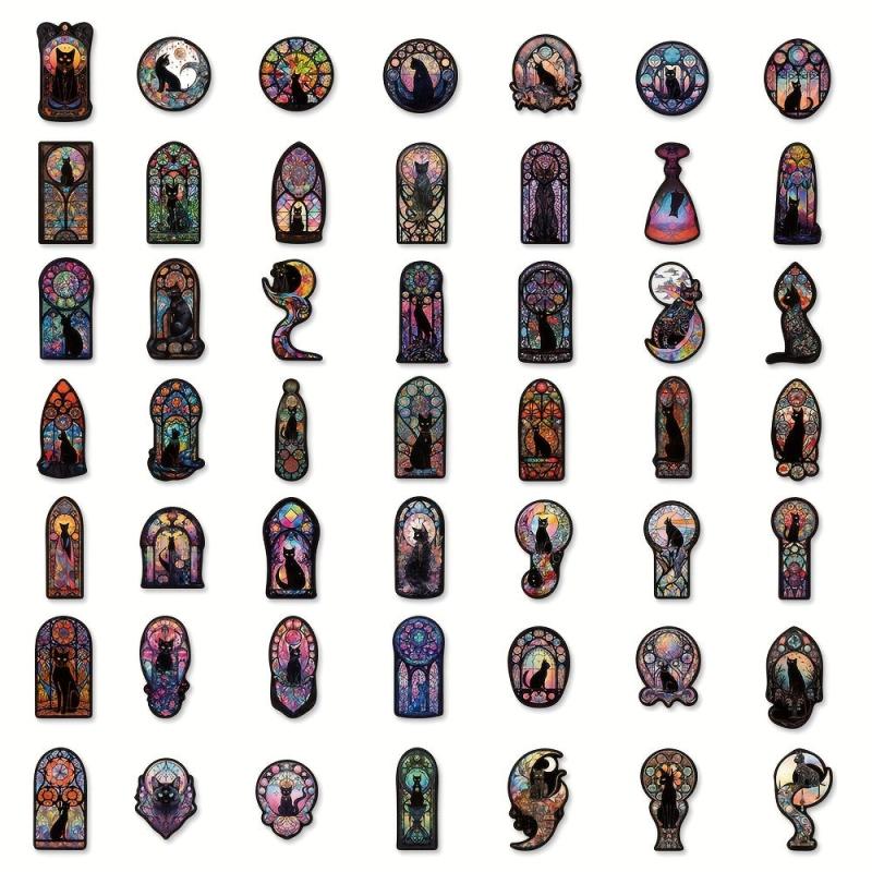 50pcs Cat Gothic Style Stickers for Car Guitar Phone DIY