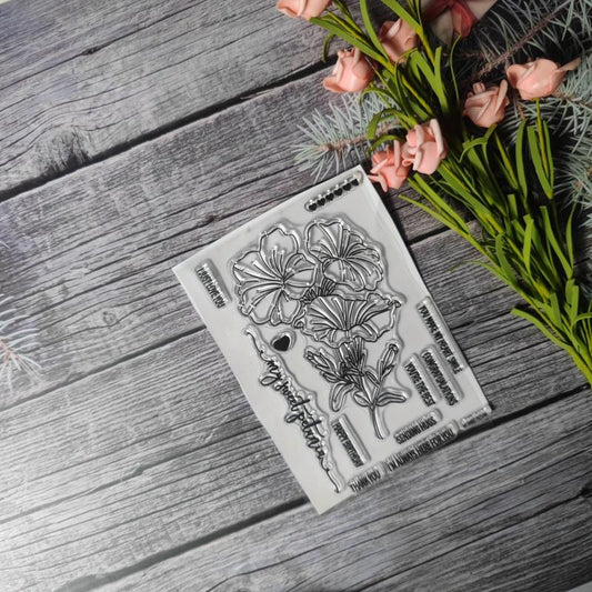 Flower Theme Stamp for DIY Handcraft Scrapbook Journal Card Making