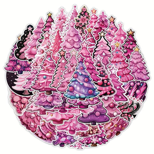 50pcs Christmas Tree Graffiti Stickers Waterproof Journal Stickers