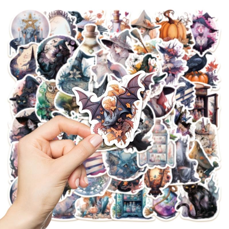 50pcs Realistic Witch Stickers Dark Magic Halloween Decoration Sticker