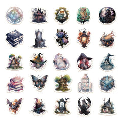 50pcs Realistic Witch Stickers Dark Magic Halloween Decoration Sticker